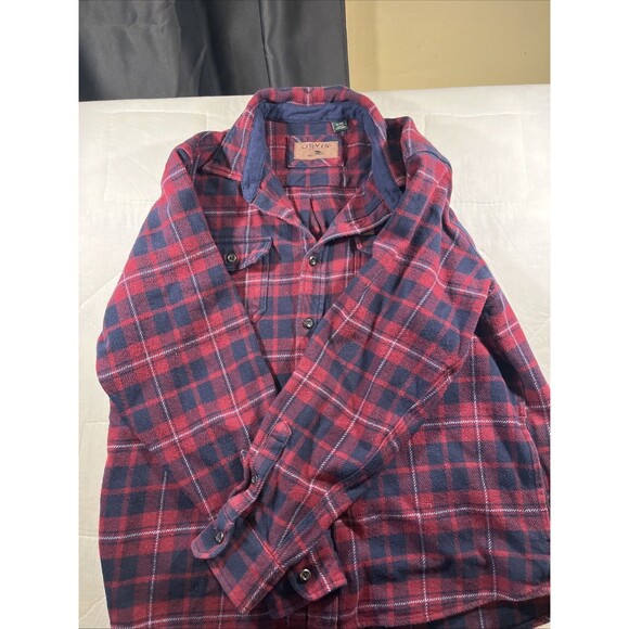 Orvis Men's 100% Cotton Flannel Button Work Shirt Red/Navy Plaid • Extra Large - Picture 4 of 6